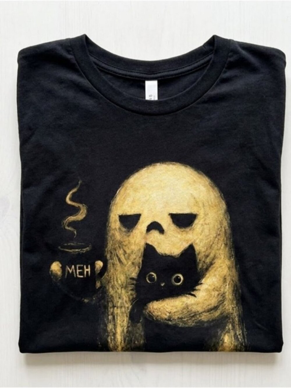 Black T-Shirt Gildan Ghost and Black Cats Halloween Shirt